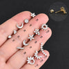 1 Piece Streetwear Moon Heart Shape Flower Plating Inlay Stainless Steel Copper Zircon Ear Studs