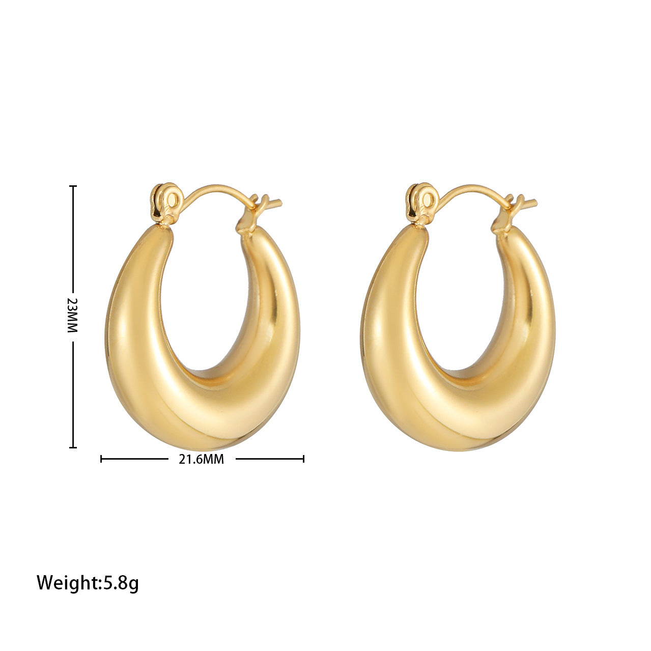 1 Pair Elegant Retro U Shape Stainless Steel Plating Earrings