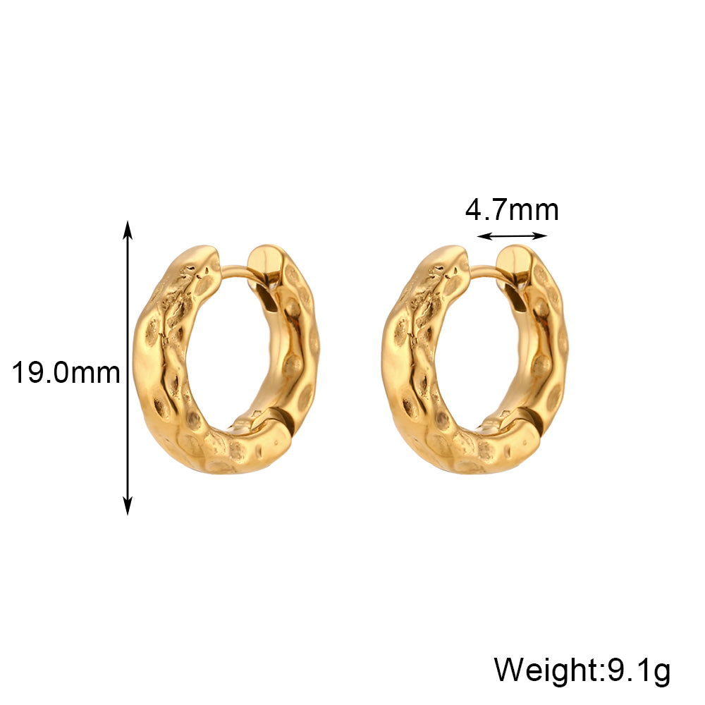 1 Pair Simple Style Round Plating Stainless Steel 18k Gold Plated Hoop Earrings