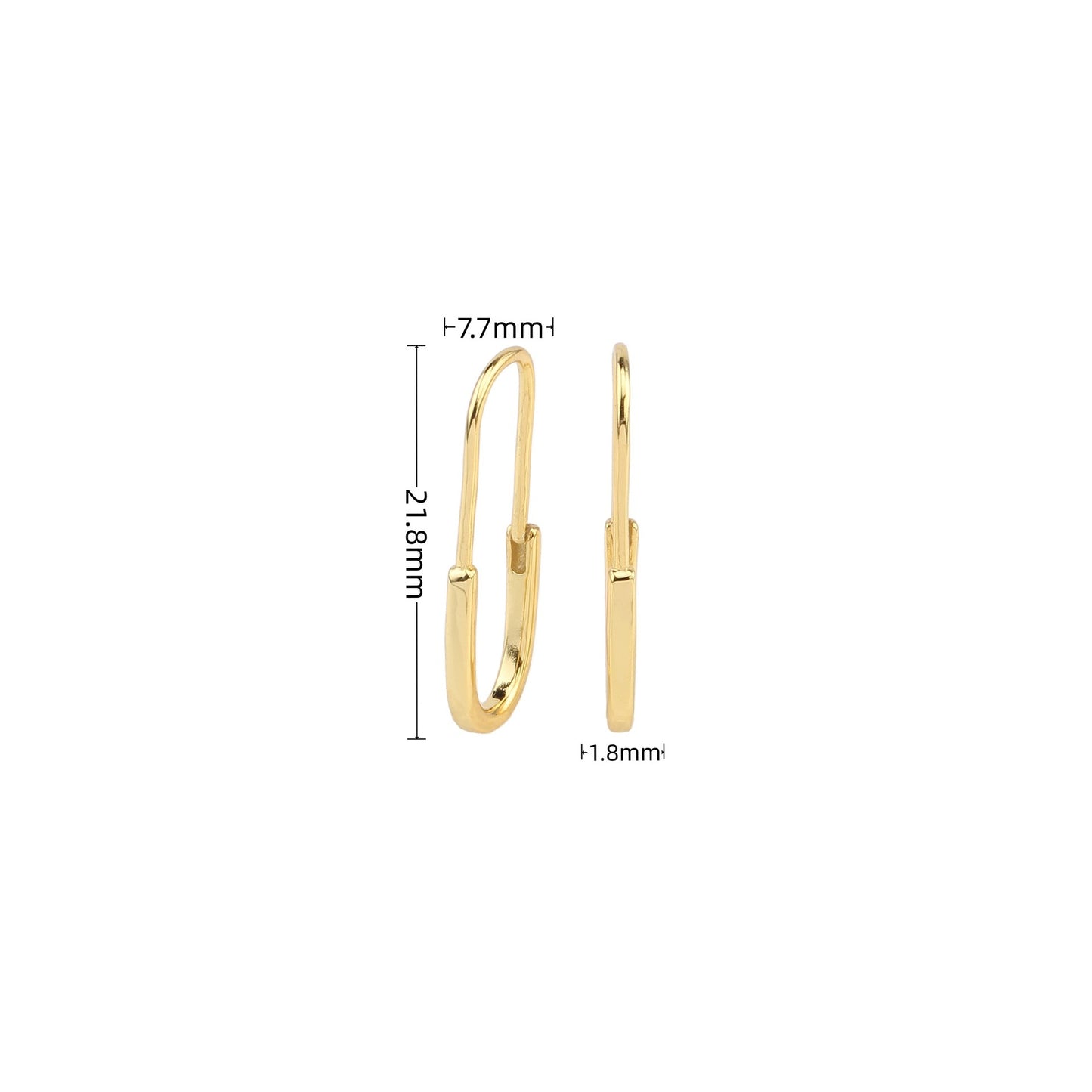 1 Pair Simple Style Paper Clip Sterling Silver Plating White Gold Plated Gold Plated Earrings