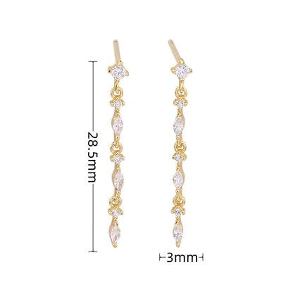 1 Pair Elegant Shiny Tassel Sterling Silver Plating Inlay Zircon White Gold Plated Gold Plated Drop Earrings