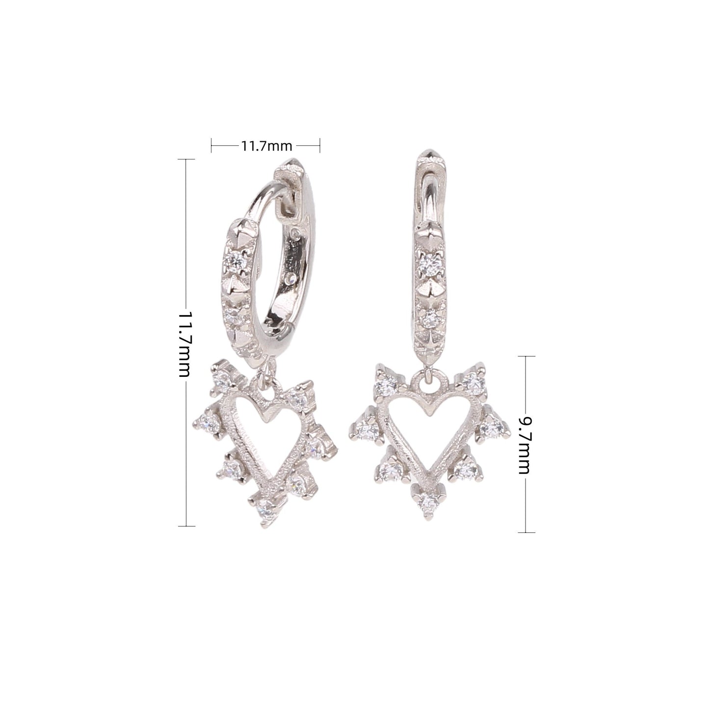 1 Pair Ins Style Modern Style Korean Style Heart Shape Sterling Silver Plating Inlay Zircon White Gold Plated Gold Plated Drop Earrings