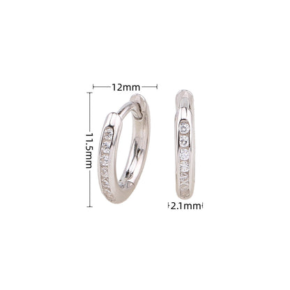 1 Pair Retro Simple Style Round Sterling Silver Plating Inlay Zircon White Gold Plated Gold Plated Earrings