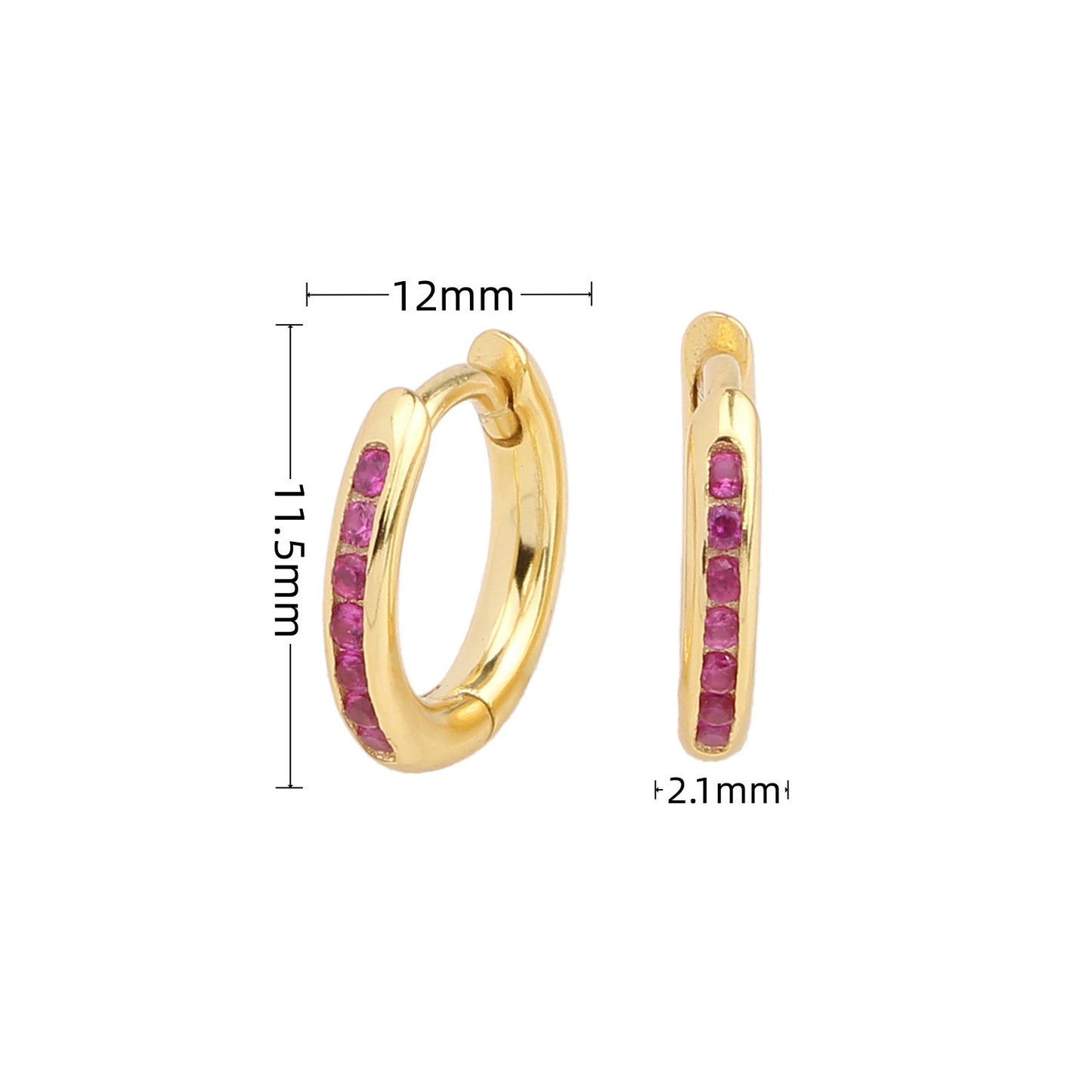 1 Pair Retro Simple Style Round Sterling Silver Plating Inlay Zircon White Gold Plated Gold Plated Earrings