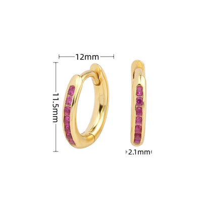 1 Pair Retro Simple Style Round Sterling Silver Plating Inlay Zircon White Gold Plated Gold Plated Earrings