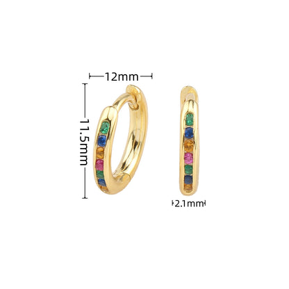 1 Pair Retro Simple Style Round Sterling Silver Plating Inlay Zircon White Gold Plated Gold Plated Earrings