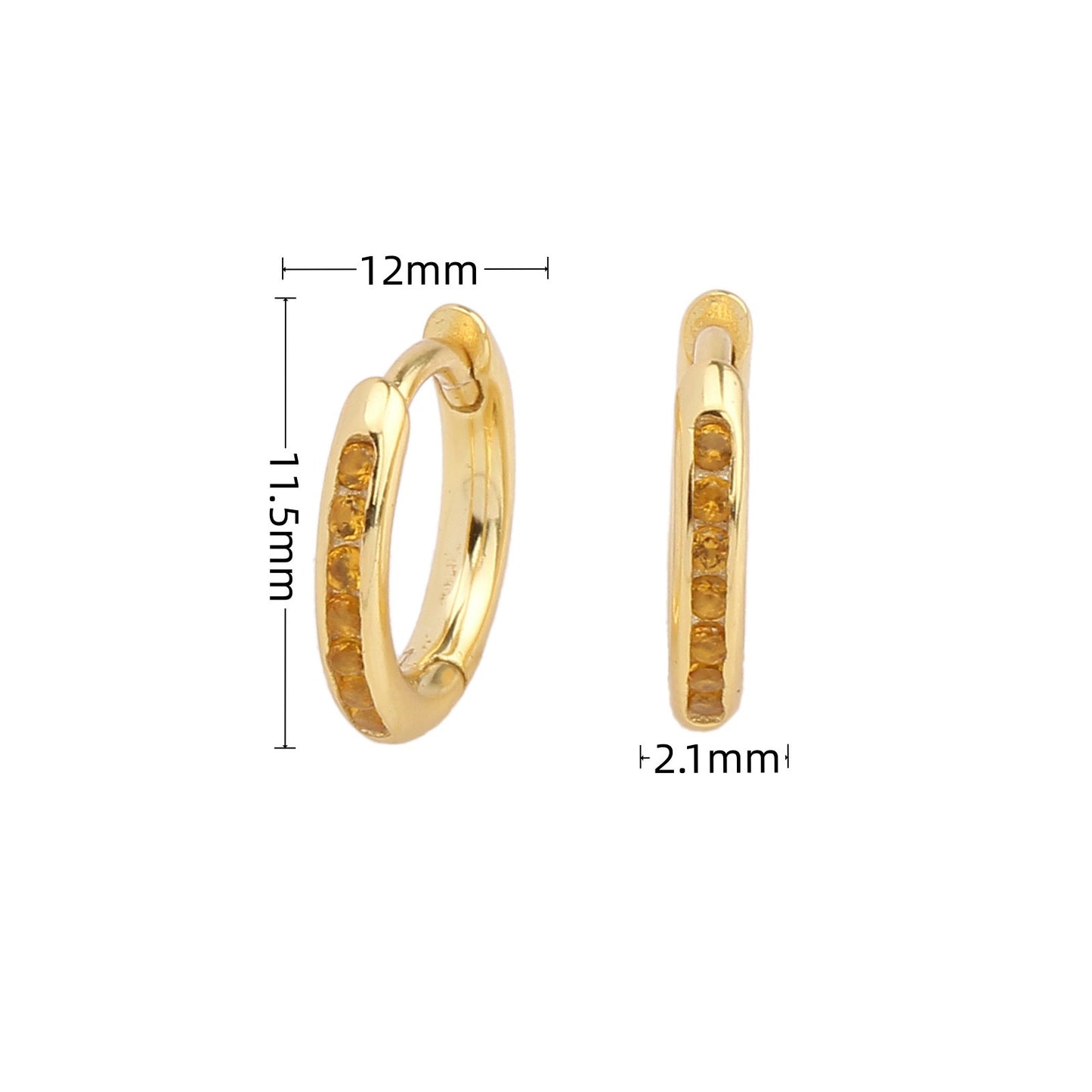 1 Pair Retro Simple Style Round Sterling Silver Plating Inlay Zircon White Gold Plated Gold Plated Earrings