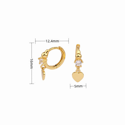 1 Pair Basic Sweet Heart Shape Sterling Silver Plating Inlay Zircon Drop Earrings