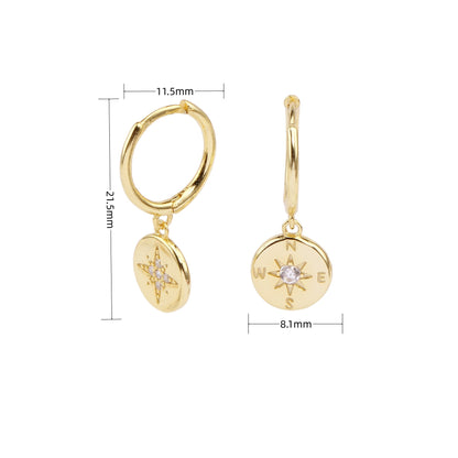 1 Pair Lady Simple Style Star Sterling Silver Plating Inlay Zircon White Gold Plated Gold Plated Drop Earrings