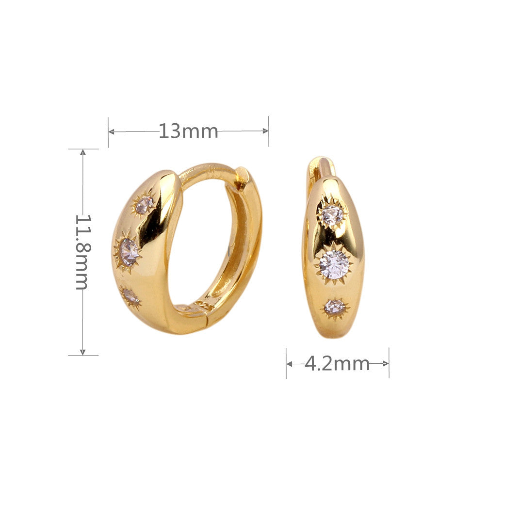 1 Pair Vintage Style Circle Sterling Silver Plating Inlay Zircon White Gold Plated Gold Plated Earrings