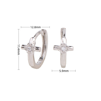 1 Pair Simple Style Cross Sterling Silver Inlay Zircon White Gold Plated Gold Plated Earrings