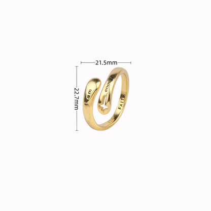 Wholesale Simple Style Cross Letter Sterling Silver White Gold Plated Gold Plated Open Ring