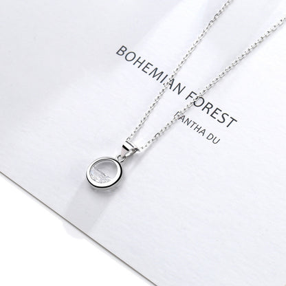 Wholesale Ins Style Artistic Round Sterling Silver Gem Pendant Necklace