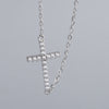 Wholesale Simple Style Cross Sterling Silver Zircon Necklace