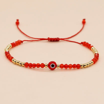 Retro Classic Style Devil's Eye Palm Artificial Crystal Glass Beaded Women's Bracelets