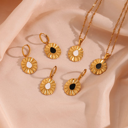 Simple Style Irregular Stainless Steel Enamel Plating 18k Gold Plated Earrings Necklace