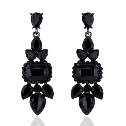 1 Pair Retro Geometric Inlay Alloy Resin Artificial Crystal Drop Earrings