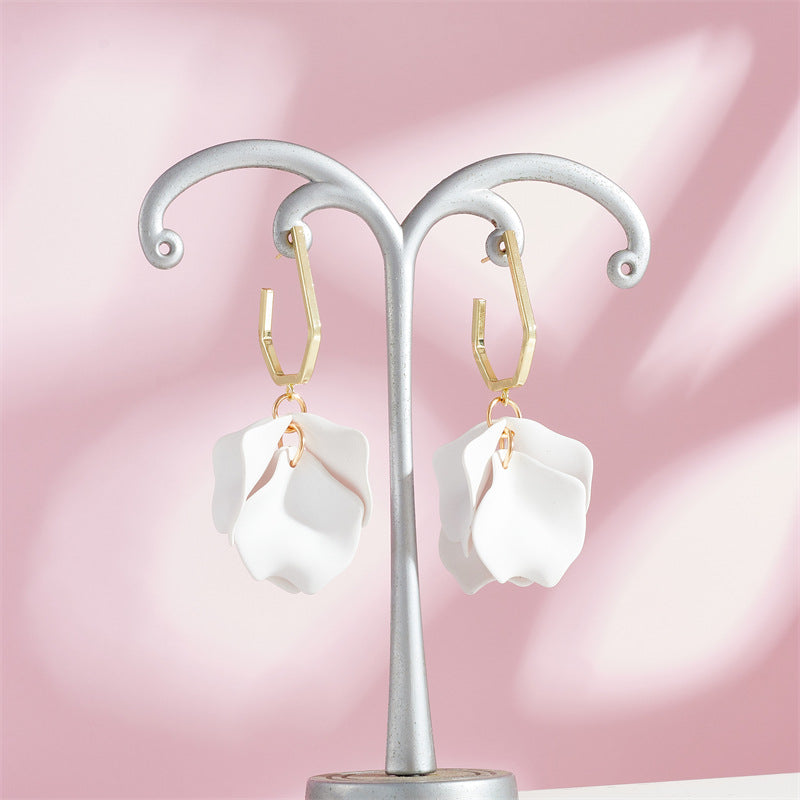 1 Pair Casual Vacation Petal Stoving Varnish Arylic Drop Earrings