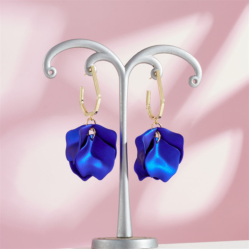 1 Pair Casual Vacation Petal Stoving Varnish Arylic Drop Earrings