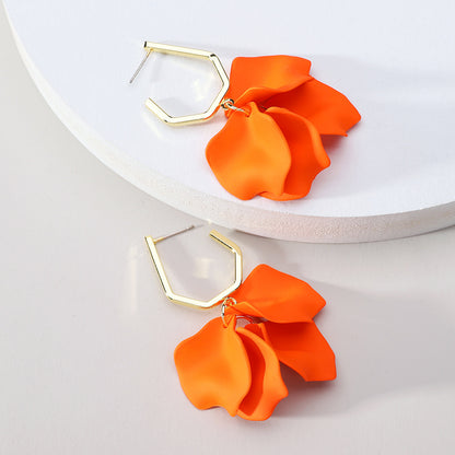 1 Pair Casual Vacation Petal Stoving Varnish Arylic Drop Earrings