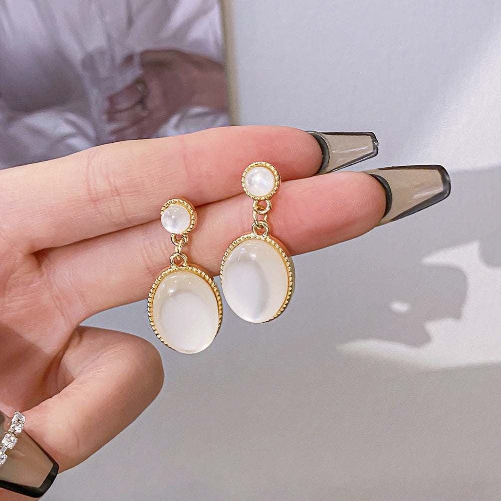 Lady Heart Shape Flower Alloy Plating Inlay Opal Zircon Women's Drop Earrings Ear Studs