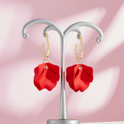 1 Pair Casual Vacation Petal Stoving Varnish Arylic Drop Earrings