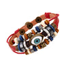 Retro Eye Pu Leather Beaded Resin Men's Bracelets