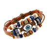 Retro Eye Pu Leather Beaded Resin Men's Bracelets