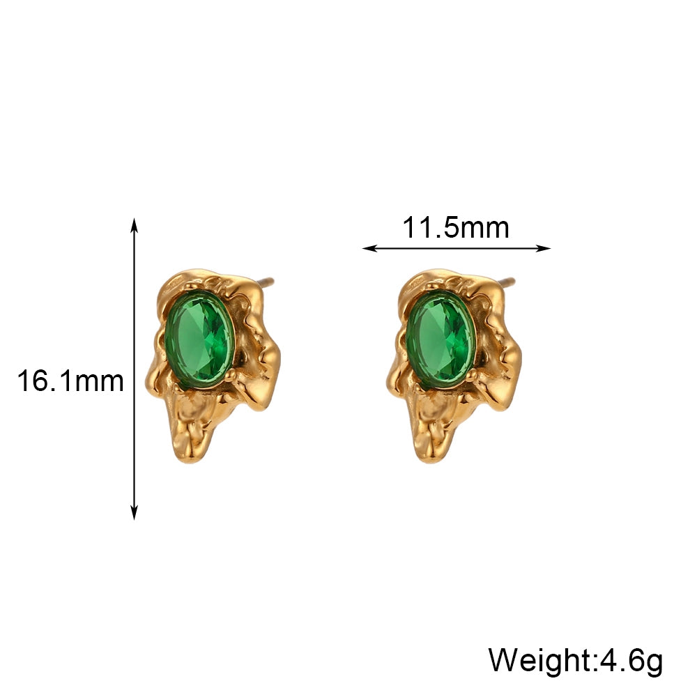 Modern Style Irregular Stainless Steel Plating Inlay Zircon 18k Gold Plated Earrings Necklace