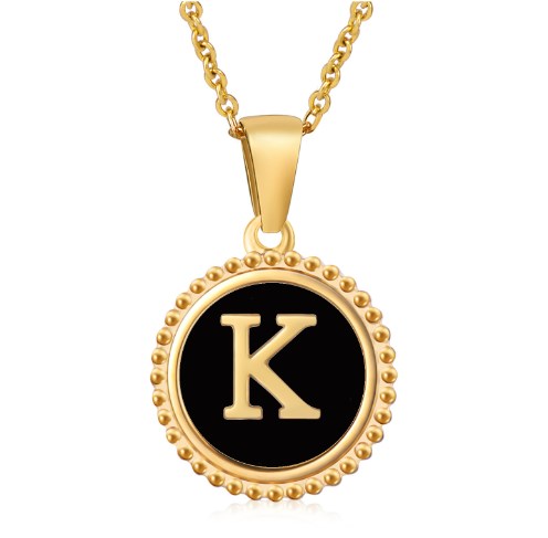 Fashion Letter Titanium Steel Enamel Plating Pendant Necklace 1 Piece