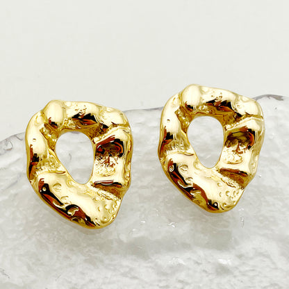 1 Pair Artistic Irregular Stainless Steel Metal Polishing Plating Hollow Out Gold Plated Ear Studs