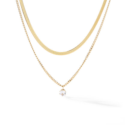 Simple Style Commute Solid Color Titanium Steel Beaded Plating 18k Gold Plated Layered Necklaces Pendant Necklace