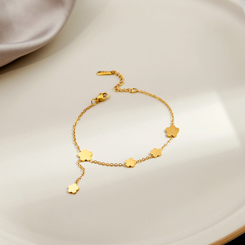 Simple Style Commute Flower Stainless Steel Plating Gold Plated Bracelets