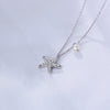 Wholesale Simple Style Starfish Sterling Silver Artificial Pearls Rhinestones Pendant Necklace