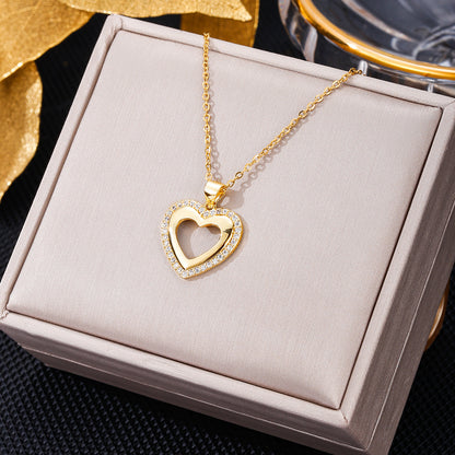 Elegant Letter Dreamcatcher Heart Shape Stainless Steel Plating Inlay Artificial Pearls Zircon Pendant Necklace