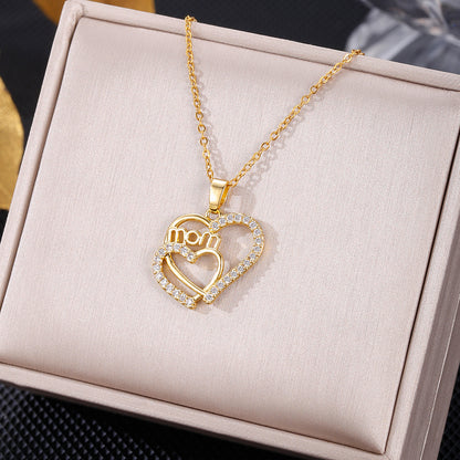 Elegant Letter Dreamcatcher Heart Shape Stainless Steel Plating Inlay Artificial Pearls Zircon Pendant Necklace