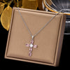 Ethnic Style Cross Stainless Steel Inlay Zircon Pendant Necklace