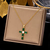 Ethnic Style Cross Stainless Steel Inlay Zircon Pendant Necklace