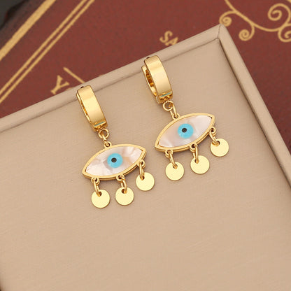 1 Pair Ig Style Devil's Eye Enamel Stainless Steel Drop Earrings