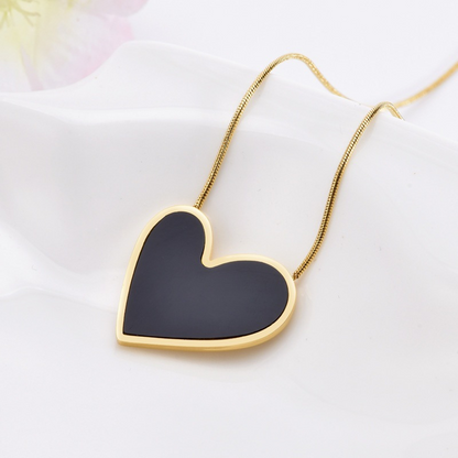 Simple Style Heart Shape Titanium Steel Plating Inlay Shell Drop Earrings 1 Pair