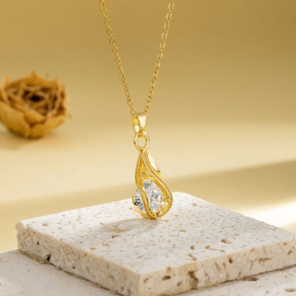 Casual Elegant Cross Heart Shape Flower Stainless Steel Titanium Steel Plating Inlay Zircon 18k Gold Plated Gold Plated Pendant Necklace