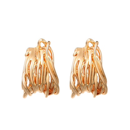 Simple Style Streetwear Solid Color Metal Copper Plating Hollow Out Inlay Zircon 18k Gold Plated Gold Plated Silver Plated Women's Earrings