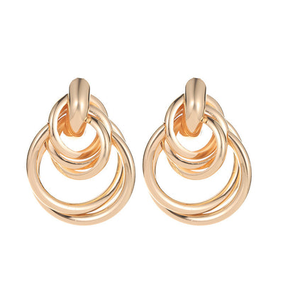 Simple Style Streetwear Solid Color Metal Copper Plating Hollow Out Inlay Zircon 18k Gold Plated Gold Plated Silver Plated Women's Earrings