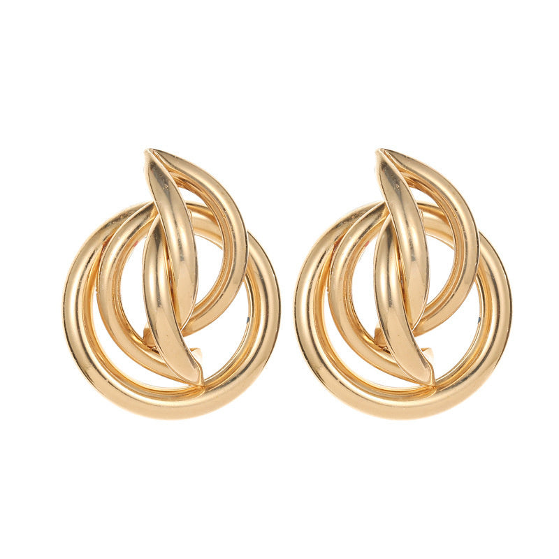 Simple Style Streetwear Solid Color Metal Copper Plating Hollow Out Inlay Zircon 18k Gold Plated Gold Plated Silver Plated Women's Earrings