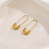 1 Pair Simple Style Paper Clip Pearl Plating Stainless Steel 18k Gold Plated Earrings