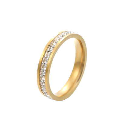 Casual Simple Style Square Titanium Steel Polishing Plating Inlay Zircon 18k Gold Plated Rings