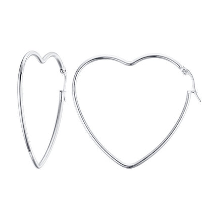 Simple Style Heart Shape Titanium Steel Gold Plated Hoop Earrings 1 Pair