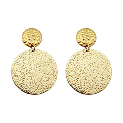 1 Pair Retro Simple Style Round Stainless Steel Polishing Plating Gold Plated Drop Earrings