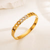 Sweet Simple Style Classic Style Solid Color Titanium Steel Plating Inlay Rhinestones Gold Plated Silver Plated Bangle