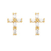 1 Pair Retro Simple Style Cross Copper Plating Inlay Zircon 18k Gold Plated Ear Studs